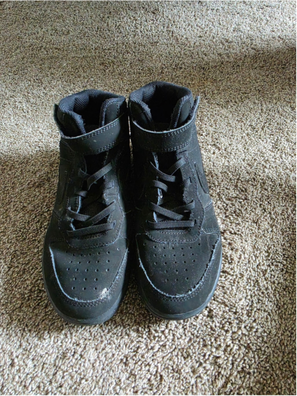 Nike Court Borough Mid 2 Kids 2.5Y Triple Black High Tops CW5868-001
